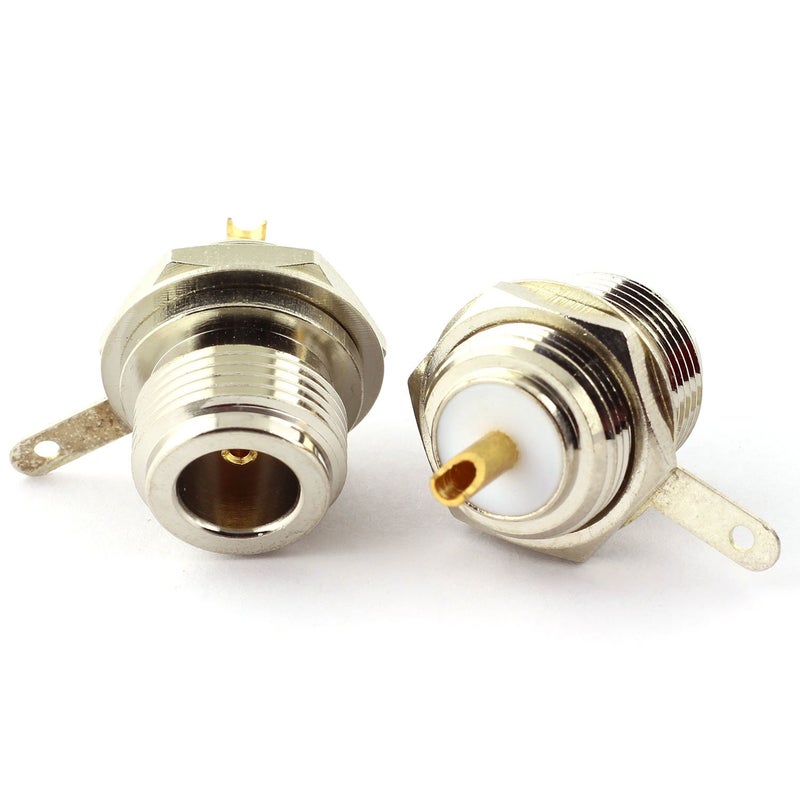 Maxmoral 2PCS N Female Panel Mount with Nut Bulkhead Handle Solder Post Connector RF Coax Coaxial Adapter - Image 1